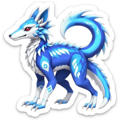 Rare realistic exotic cute epic pretty beautiful handsome gorgeous aesthetic colorful vibrant Vernid-Protogen-Primagen-Wickerbeast-Sergal-Gener-species-Fakemon-hybrid-creature by LiLaiRa, beautiful intricate markings, full body sticker