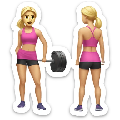 Blonde girl doing squats with barbell sticker