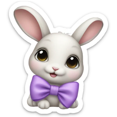 Baby bunny with a lilac bow sticker