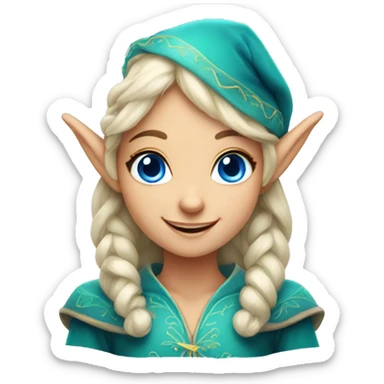 smiling elf girl with blue eyes sticker