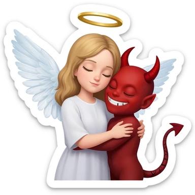 Angel abrazando a un diablo sticker