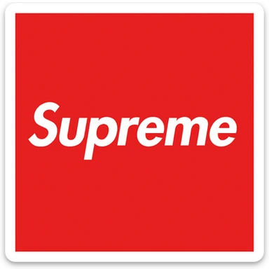Remove the black border from the Supreme logo, keep only the white text on a red rectangle, no outline, preserve the original style of the logo. sticker
