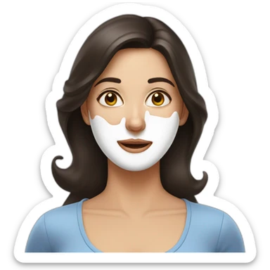 Brunette Woman with milk spilled on her face with satisfactory expression sticker