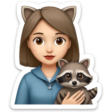 woman with racoon sticker