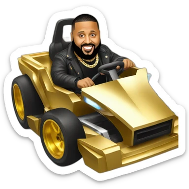 Dj khaled riding a gold kart sticker