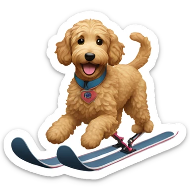 Goldendoodle skiing sticker