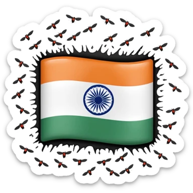 Create an Indian flag with flies above it and a stench coming off that is causing  the flies to be there sticker