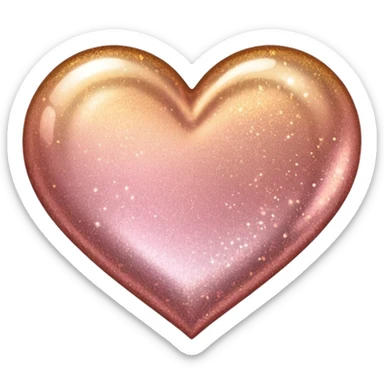 glitter heart, metallic rose gold to gold ombre sticker