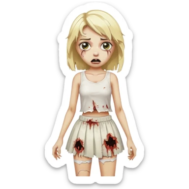 zombie blonde girl with white skirt sticker