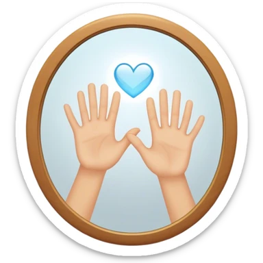 a person through a mirror. self-love high fiving sticker
