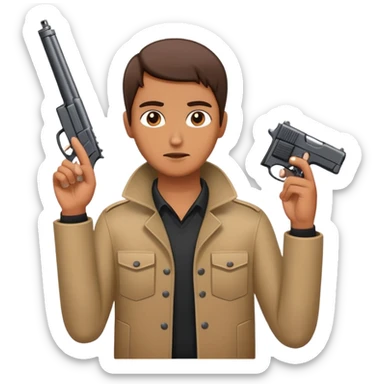 Someone holding a gun shape with their fingers to there head sticker