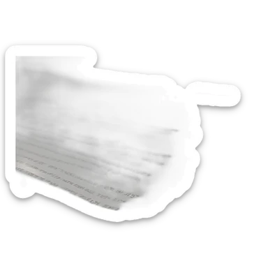 A white piece of paper, curled up at the bottom to the left or right, with text printed on it, as a business letter. sticker