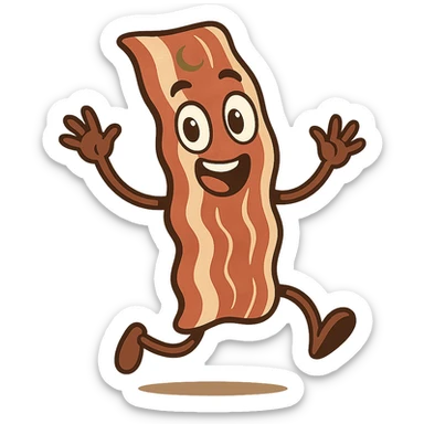 animated halal bacon, lively and fun, visual interpretation 4 sticker