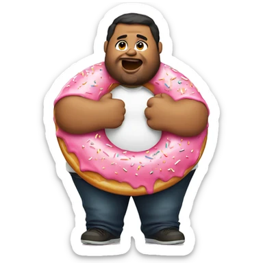 Fat guy eating donut  sticker