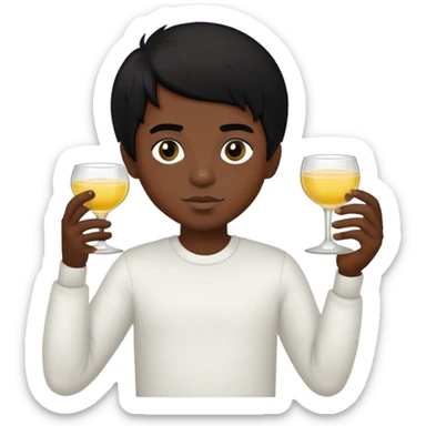 black boy, black hair, dark eyes, holding tequila  sticker
