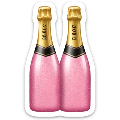 two sparkly pink bottles of champagne clinking sticker