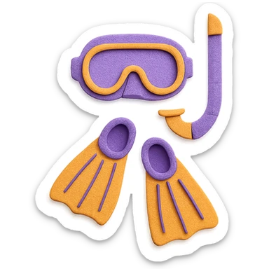 colorful and playful snorkel and flippers, purple and orange sticker