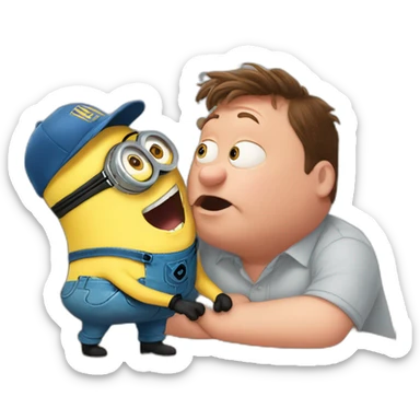 minion kissing Peter Griffin sticker