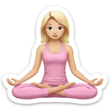 blonde yoga girl light pink clothes n sticker