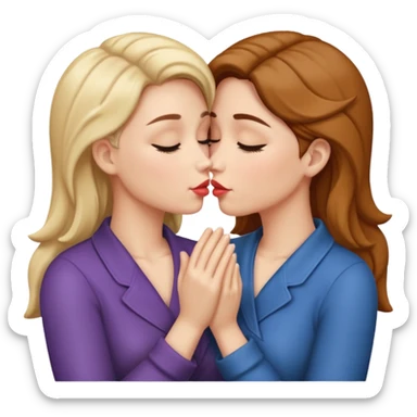 two wome nkissing hands wrapped around each other sticker