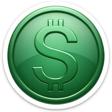 Cashapp emoji, a green dollar symbol with transparent background sticker