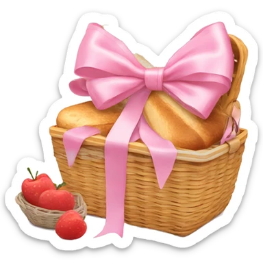 Picnic  basket in light pink bow sticker
