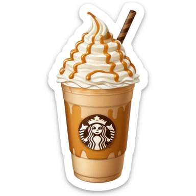 Starbucks, caramel ribbon crunch frappuccino blended beverage sticker