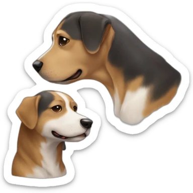 Chien qui fait un câlin a une femme sticker