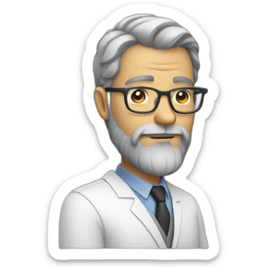 thinning hair full Bearded professor thin glasses sticker