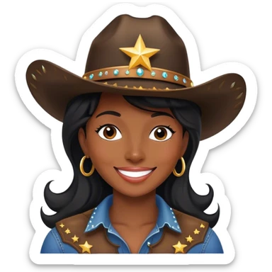 Black cowgirl with stars surrounding  sticker