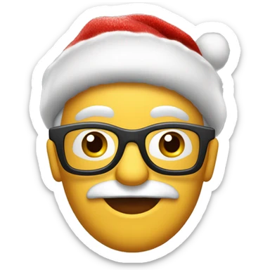 Père Noël mignon avec un tuque et lunettes dorées  sticker