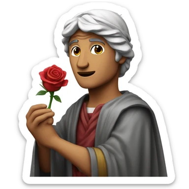 Dante Alighieri holding a rose in his hand sticker