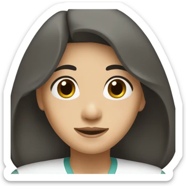 Pretty Asian nurse with long black hair and brown scrubs sticker