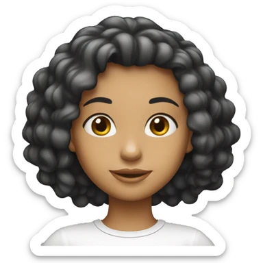 Menina branca de cabelo liso preto comprido  sticker