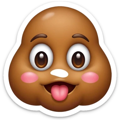 poop emoji with big eyes and a kiss mark on its cheek, cheerful and funny sticker