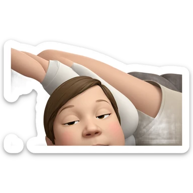 girl relaxing indoors with closed eye sticker