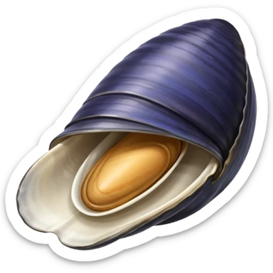 emoji line drawing of one open mussels sticker