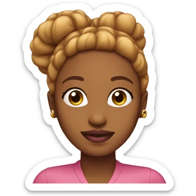 Caramel-Woman-big-bun-pink-lips-Community manager  sticker