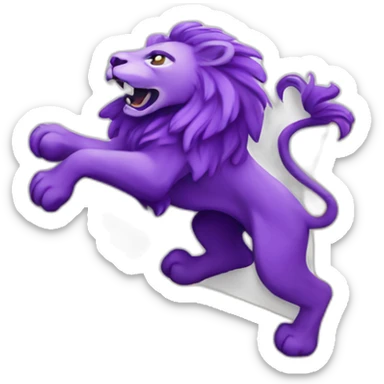 rampant purple lion in a white flag sticker