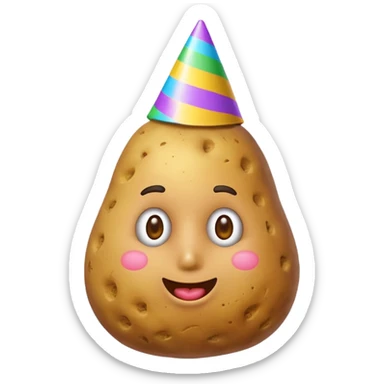potato wearing party hat sticker