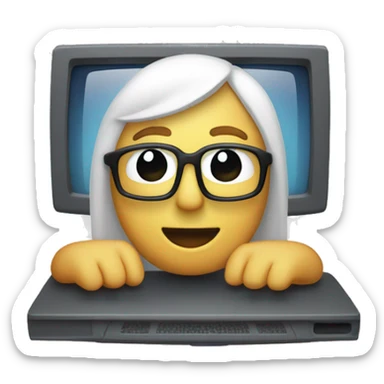 MAKE A COMPUTER WITH ON THE SCREEN LIKE A PERSONÈS EDITING A VIDEO sticker