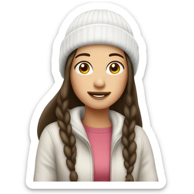 brunette girl with white beanie on sticker