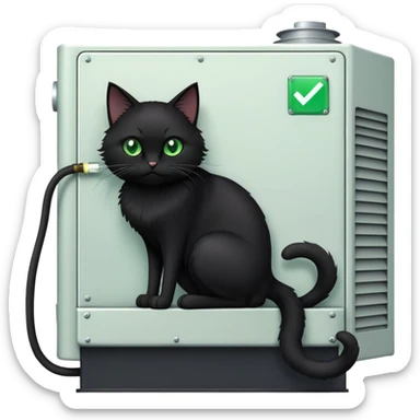 Black cat seating on the hvac block  sticker