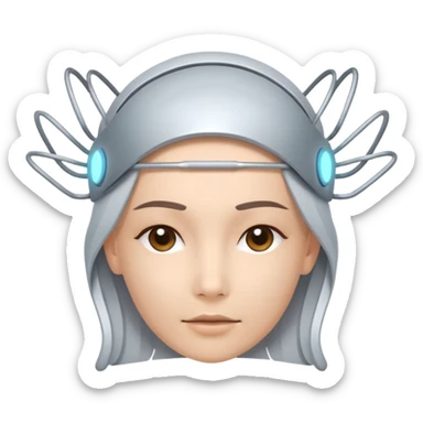 Minimal emoji of a futuristic neural headband with glowing nodes, clean lines, soft sci-fi glow, flat icon style, without human sticker