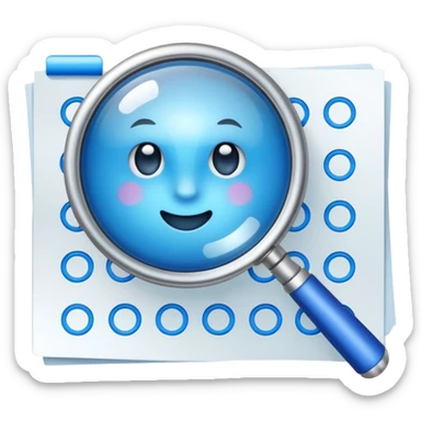  lente di ingrandimento foglio con scritte a risposte multiple blu sticker