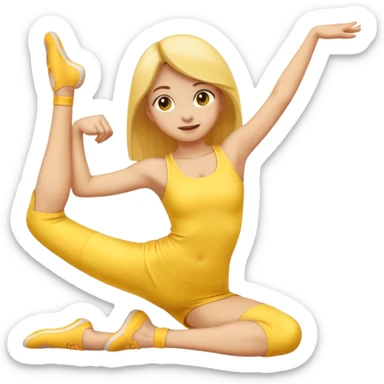 Yellow emoji girl doing the splits sticker