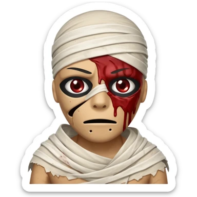 halloween mummy with blood stains semi-covered eyes sticker