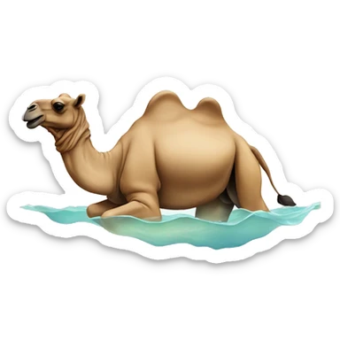 a camel in the sea sticker