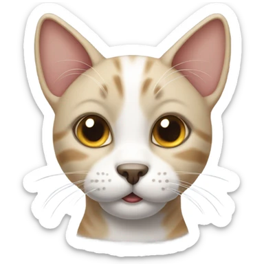 a cat with dog efect sticker
