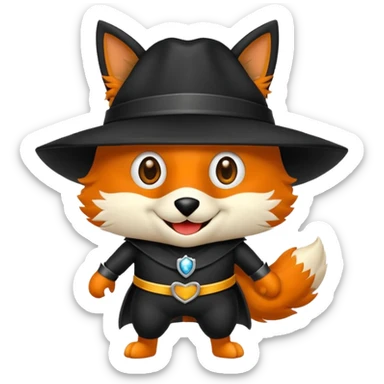 Diseña un Zorro mascota saludando  sticker